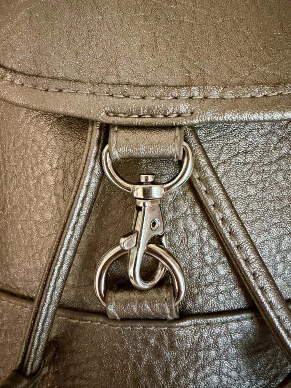 Free People Josie Mini Vegan Faux Leather Backpack Metallic Gun Metal Gold